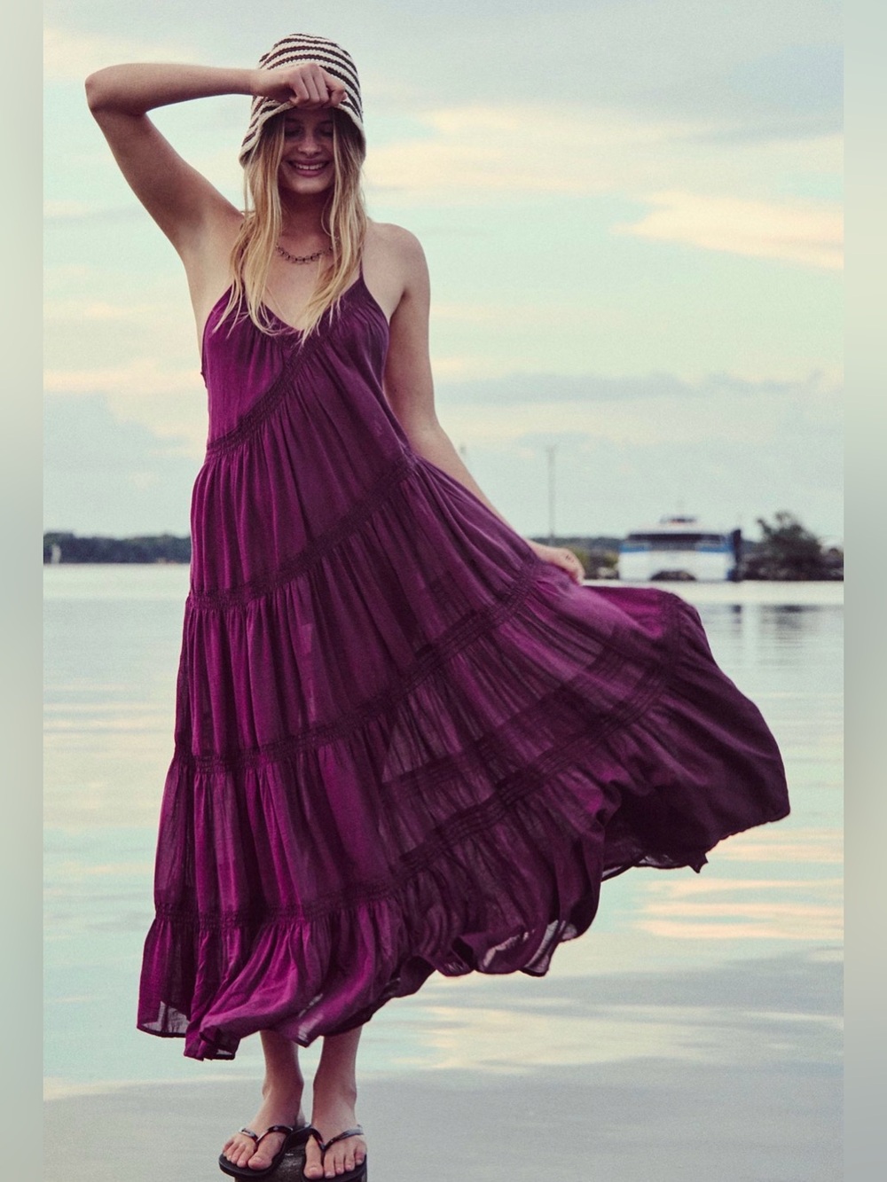NWT FREE PEOPLE Horizon Coast Maxi Dress Size Medium